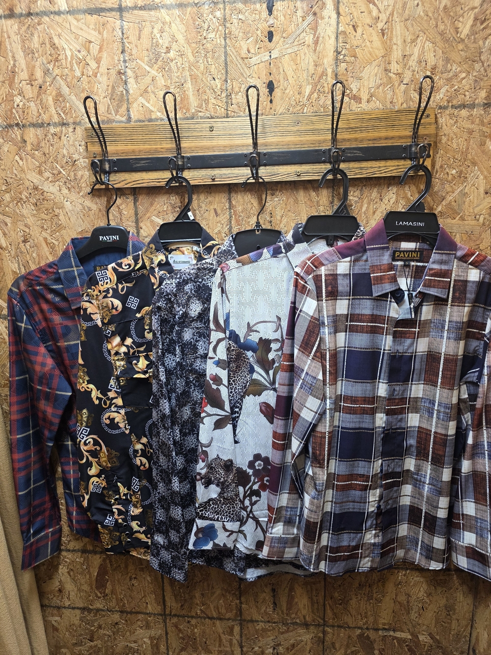 5 New Shirts Bundle Men's Plaid Button-Up Shirt - Brown & Navy